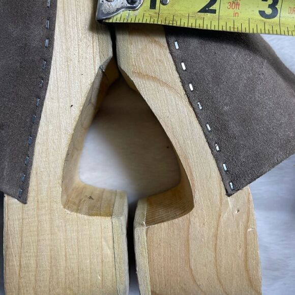 Rag & Co Darcie taupe suede clogs wooden block heels EUR 38 - Picture 7 of 11